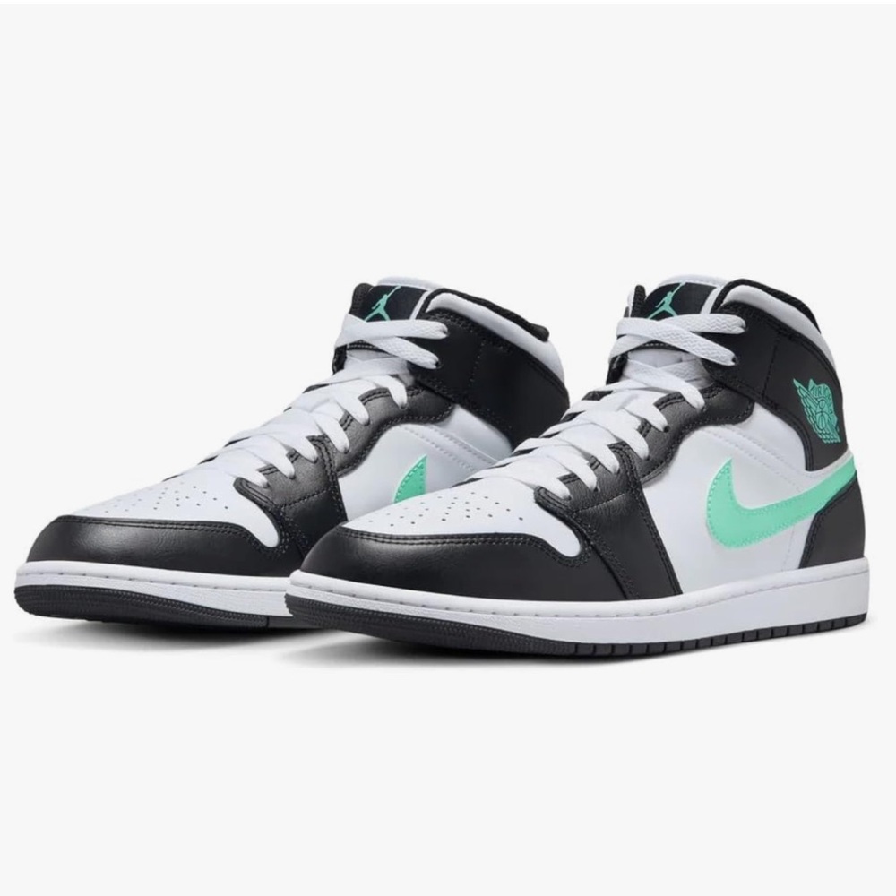 Nike Air Jordan NIB 1 Mid Men's Shoes White/Gr Glow-Black. Size 11. DS-69